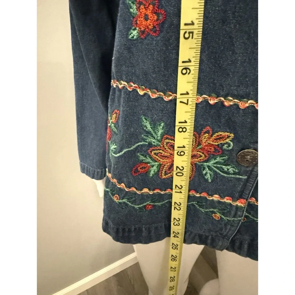 Vintage Bobbie Brooks‎ Denim Floral Embroidered Button Jacket Women's Small 4/6